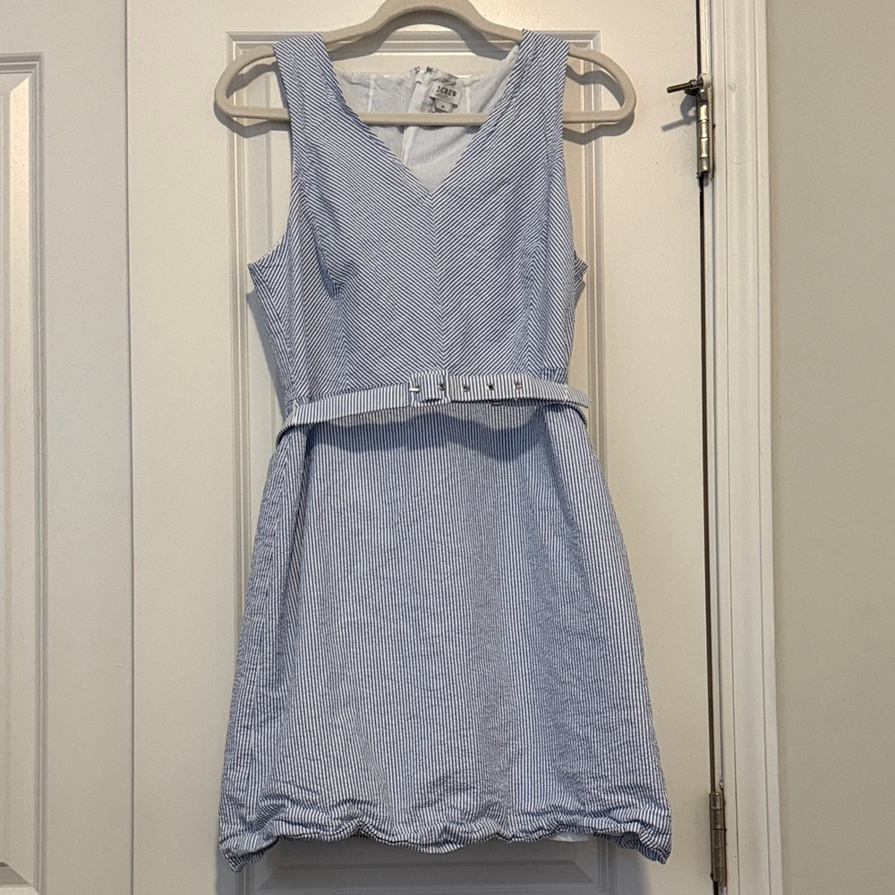 J. Crew Blue and White Striped Mini Dress